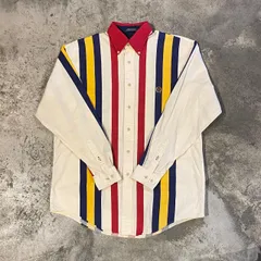 90s TOMMY HILFIGER L/S STRIPE SHIRT トミーフィルガー 長袖 ストライプ シャツ メンズ Sサイズ 古着 ヴィンテージ ストリート HIPHOP