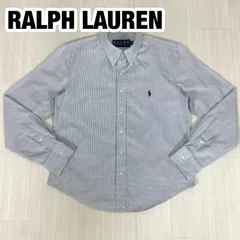 【良好】RALPH LAUREN ラルフローレン タッタソールチェック ボタンダウン 長袖シャツ ブラウス サイズ10 刺繍ポニー 着丈59.5cm 肩幅39.5cm 身幅(脇下)45cm 袖丈58cm M〜L相当【古着】