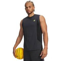 【送料無料】 アンダーアーマー メンズ タンクトップ トップス Under Armour Mens Curry Training Tank Top AnthraciteLumin Yellow