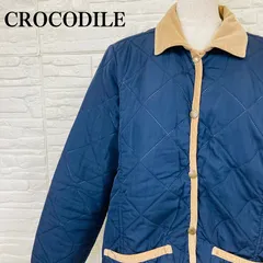 CROCODILE キルティングジャケット ネイビー コーデュロイ襟 中綿 L【013】