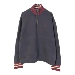 Polo by Ralph Lauren ポロ ラルフローレン ハーフジップ スウェット ネイビー(メンズ XL)中古 古着 X4178