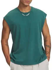【送料無料】 アンダーアーマー メンズ タンクトップ トップス Under Armour Mens Icon Heavyweight Cotton Tank Top Rack GreenRack Green