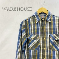 WAREHOUSE チェック ネルシャツ 長袖シャツ S ブルー メンズ ファッション _201023のサムネイル