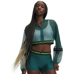 【送料無料】 アンダーアーマー レディース シャツ トップス Under Armour Womens HeatGear Mesh Full Zip Rack GreenHyper Green