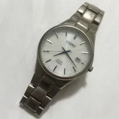 【送料無料】SEIKO/セイコー/SOLAR TITANIUM/ソーラー腕時計/デイト/ホワイト×シルバー/動作未確認/ジャンク品扱い/中古品