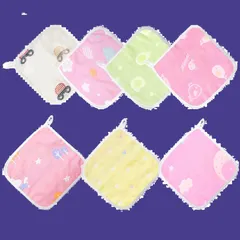 ベビータオル ベビービブ 子供用フェイスタオル ガーゼハンカチ リバーシブル おしぼりタオル 綿100％ ６重ガーゼ 薄手 速乾 25*25cm 新生児 出産祝い 7枚セット