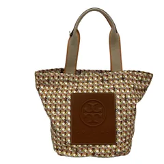 TORY BURCH(トリーバーチ) トートバッグ - 白×ブラウン×マルチ レザー