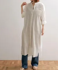 mizuiro ind 長袖スタンドカラーワンピース マキシ丈