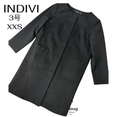 INDIVI  セレモニー　ノーカラージャケット オケージョンジャケット　フォーマルジャケット　ツィード切り替え　黒　ブラック　3号　XXS　インディビ　レディース