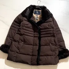 極美品✨BURBERRY ダウンコート ファー ノバチェック ブラウン ラビット 46 ３XL 大きいサイズ