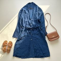 美品✨ ミズイロインド ピグメントダイ スタンドカラーシャツ