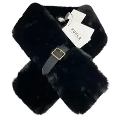 ☆【新品タグ付】FURLA フルラ エコファー マフラー ベルト付  黒