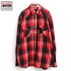 90s vintage FIVE BROTHER チェック柄 ウエスタン ヘビーネル 長袖シャツ メンズ 表記XLサイズ