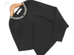 M-PREMIER エムプルミエ パールビーズ ニット カーディガン size36/黒 ■◇ レディース