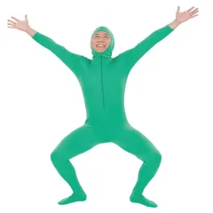 グリーン M 変装 顔出し ストレッチ 全身タイツ ピュア [PURE]