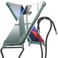 クリア 薄型 TPU 軽量シリコン オッポ リノ5 用のケース a カバー ネック ストラップ付き A 肩掛け 斜めかけ 縄掛けケース Reno5 耐衝撃 黄変防止 ワイヤレス充電対応 長さ調整可能 OPPO 落下防止 一体型 人気 適合 携帯カバー (透明)