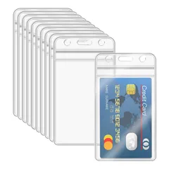 会員証 名刺 学生証 社員証 PVC製 両面ポケット クリア 防水 縦型 名札ホルダー 10個入 ソフトネームケース IDカードホルダー DFsucces