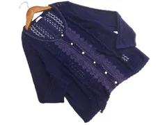 axes femme アクシーズファム レース 透かし編み カーディガン sizeM/紺 ■◇ レディース