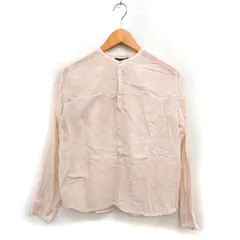 パドカレ pas de calais バンドカラー シャツ ブラウス コットン 綿 透け感 スリット 長袖 38 ベージュ /NT30のサムネイル