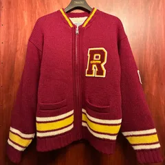 レア MADE IN KOREA製 90s EAST POINT × NFL WASHINGTON REDSKINS 裏ボア フルジップニットジャケット ワイン Fサイズのサムネイル