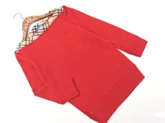BURBERRY BLUE LABEL バーバリーブルーレーベル ウール100% 七分袖 ロゴ 刺繍 ニット セーター size38/赤 ■■ レディース