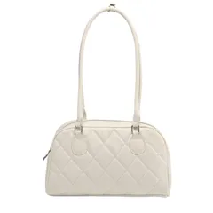 [ハルジオ] キルティングバッグ ミニボストン トートバッグ トート 肩掛け ショルダー ミニバッグ ミニボストンバッグ レディース キルティング 小さめ 横長 ミニ ボストン バック 白 黒 トレンド y2k かばん 鞄 おしゃれ 可愛い 人気 [ホワイト]