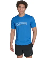 カルバンクライン メンズ 水着 ハーフパンツ・ショーツ 半袖 ロゴ Calvin Klein Mens Logo ShortSleeve Swim Rash Guard Medium Blue ブルー