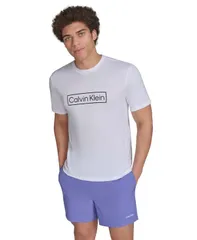 カルバンクライン メンズ 水着 ハーフパンツ・ショーツ 半袖 ロゴ Calvin Klein Mens Logo ShortSleeve Swim Rash Guard White ホワイト