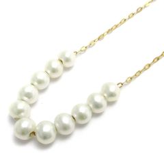 良品 K18 パールネックレス 一粒オーロラピンク 真珠 照りあり ベビー 