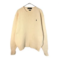 90年代 Polo by Ralph Lauren ポロ ラルフローレン コットンニットセーター アイボリー(メンズ M)中古 古着 X4202