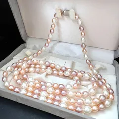 希少【ジュエリーマキ】本真珠 パステルマルチカラー スーパーロングネックレス 125cm