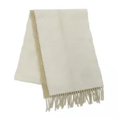 【名古屋】ロエベ マフラー アナグラム アイボリー ベージュ ウール カシミヤ バイカラー リバーシブル フリンジ 小物 レディース