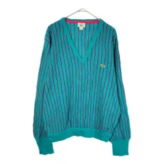 80年代 USA製 IZOD LACOSTE アイゾッド ラコステ アクリルニットセーター ストライプ(メンズ L)中古 古着 X4204