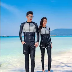 ラッシュガード メンズ 3点セット/ レディース 5点セット  切替 かっこいい ホワイト ブラック 水着 日よけ UVケア サーフィン マリンスポーツ ランニング ヨガ スポーツウェア