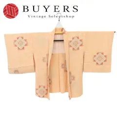 【中古】 羽織 正絹(金銀糸除く) ライトオレンジ ブラウン 一つ紋 お洒落 和装 呉服 和服 きもの レディース 女性