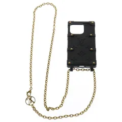 LOUIS VUITTON (ルイヴィトン) モノグラム ショルダー スマホ ケース iPhone14Pro ブラック/ゴールド BC0233