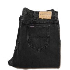 90's USA製 リー ライダース ブラック デニム パンツ (36×32位) 黒 ストレート リラックスフィット 90年代 アメリカ製 オールド アメリカ古着 USED ビンテージ ヴィンテージ