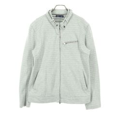 SHIPS シップス マルチカラーファスナー スウェット シングルライダースジャケット L ライトグレー メンズ 古着