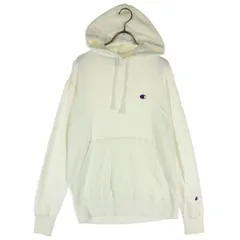 Champion チャンピオン ロゴ刺繍 スウェットパーカー M ホワイト メンズ 古着