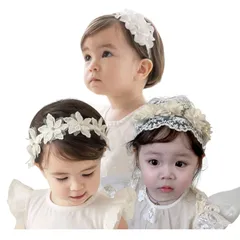 DFsucces ヘアバンド ベビー ゴ ヘアアクセサリー 髪飾り レースバンド ヘッドドレス 女の子 新生児 出産祝い 誕生日 記念撮影 お祝い 結婚式 3点セット (スタイル1) ブランド: DFsucces
