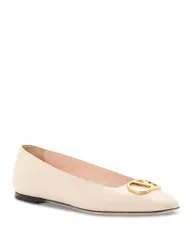 ヴァレンティノ レディース シューズ パンプス ロゴ Valentino Garavani Womens Embellished VLogo Ballet Flats White ホワイト