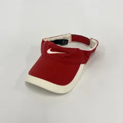 古着 used　NIKE GOLF　ナイキゴルフ　サンバイザー　スウッシュ　デカロゴ　赤　レッド　ワンサイズ