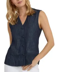 エヌワイディージェイ レディース アウター ベスト デニム NYDJ Denim Vest Dark Indigo インディゴ