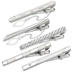 【新品】 [Freate] ネクタイピン メンズ アクセサリー おしゃれ 結婚式 ブランド シンプル 高級 シルバー 5本セット (Bタイプ) 0