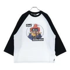 GOD SELECTION XXX (ゴッドセレクショントリプルエックス) フロントロゴ ラグラン 七分丈Tシャツ カットソー ブラック/ホワイト
