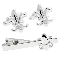 【新品】 フルールドリス ゆりの紋章 カフス & タイピン セット (カフスボタン ネクタイピン) n01897 0