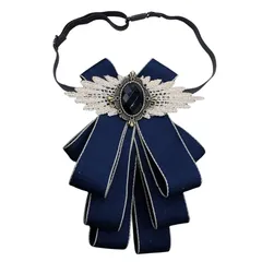 【新品】 [FYBownot] 男女兼用 クリスタル 多層 蝶ネクタイ 制服リボン リボンタイ ピン＋ゴム 調整可 蝶結び 復古 イギリス風 ユニフォーム ボウタイ 花婿 司会者 結婚式 宴会 ビジネス 通勤 1