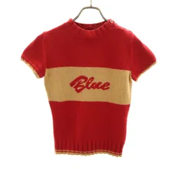 BURBERRY BLUE LABEL バーバリーブルーレーベル 半袖 セーター M レッド系 ニット 三陽商会 レディース 古着