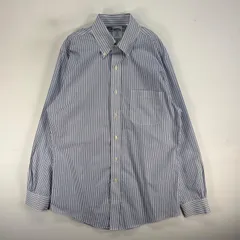 古着 ブルックスブラザーズ Brooks Brothers 長袖シャツ SLIM FIT ボタンダウン 346 L  ブルー系 ストライプ メンズ