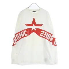 DIESEL (ディーゼル) スターロゴ プリント 長袖Tシャツ ロンT ホワイト/レッドDIESEL